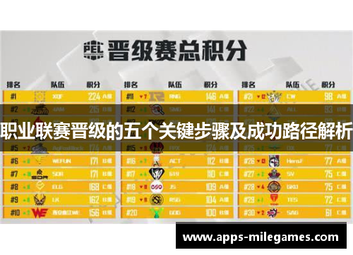 职业联赛晋级的五个关键步骤及成功路径解析