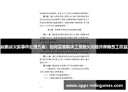 赵鹏谈欠薪事件处理方案：如何妥善解决工资拖欠问题并保障员工权益
